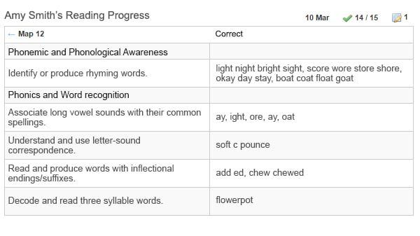 Reading progress report example