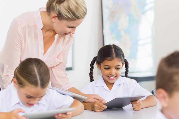 teacher with students